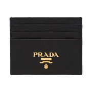 Prada Saffiano Leather Card Holder Black