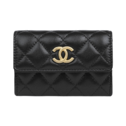 Chanel Flap Card Holder Lambskin & Gold Black