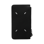 Maison Margiela Logo Tab Reflective Leather Wallet Black