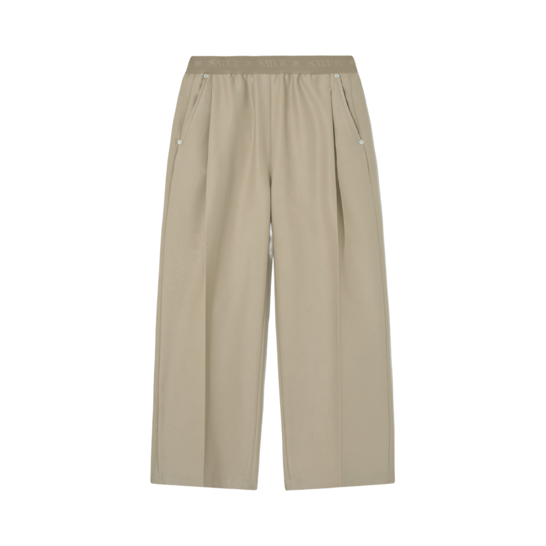 - Satur One Tuck Classic Wide Banding Pants Heritage Beige