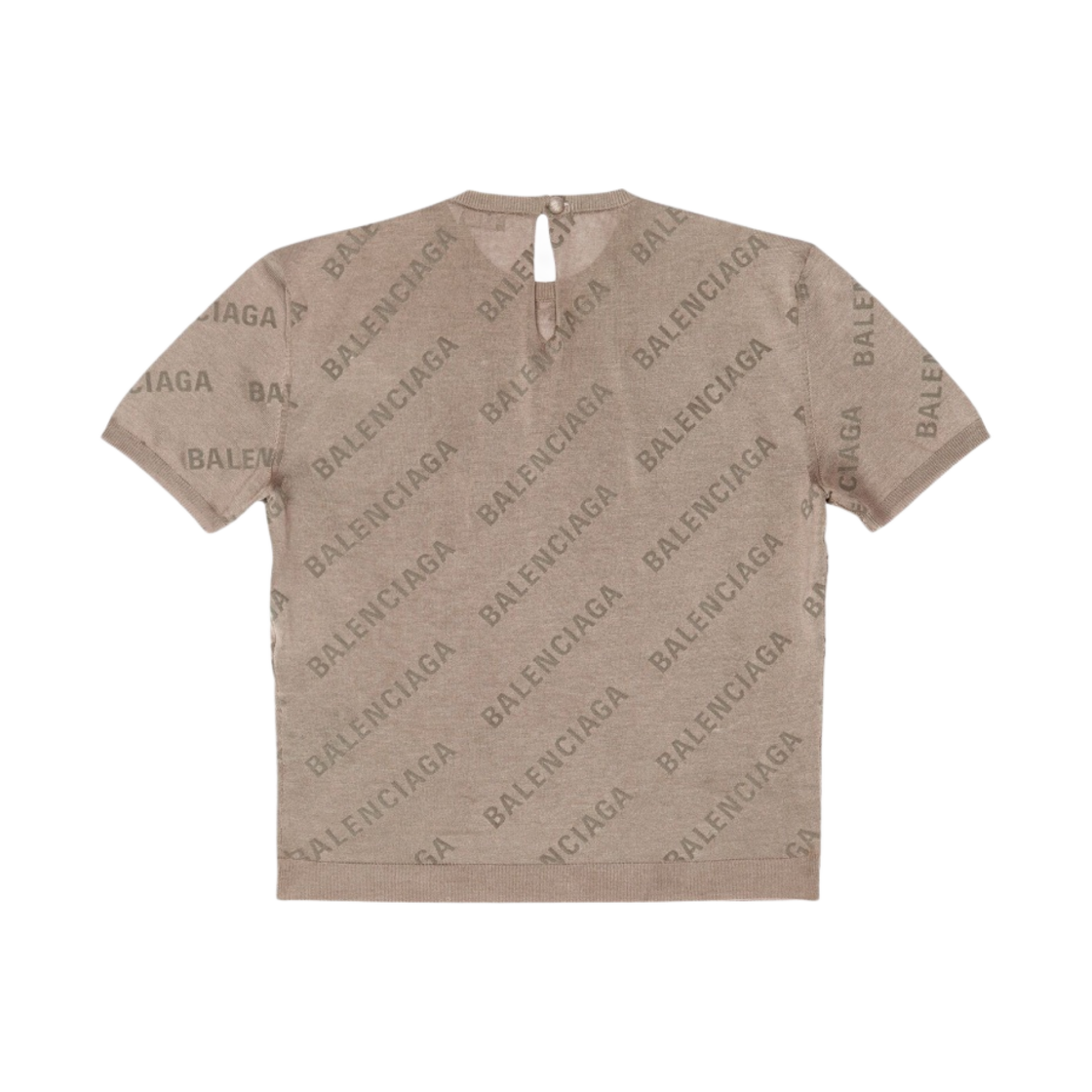(W) 발렌시아가 미니 올오버 로고 숏슬리브 크롭 스웨터 베이지((W) Balenciaga Mini Allover Logo Short Sleeve Crop Sweater Beige) - 2