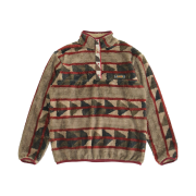 Kapital Pueblo Stripe Fleece Snap T-Shirt Red Brown