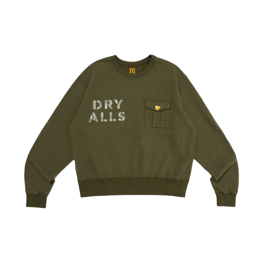 HM26CS028 Human Made Cropped Military Sweatshirt Olive Drab
