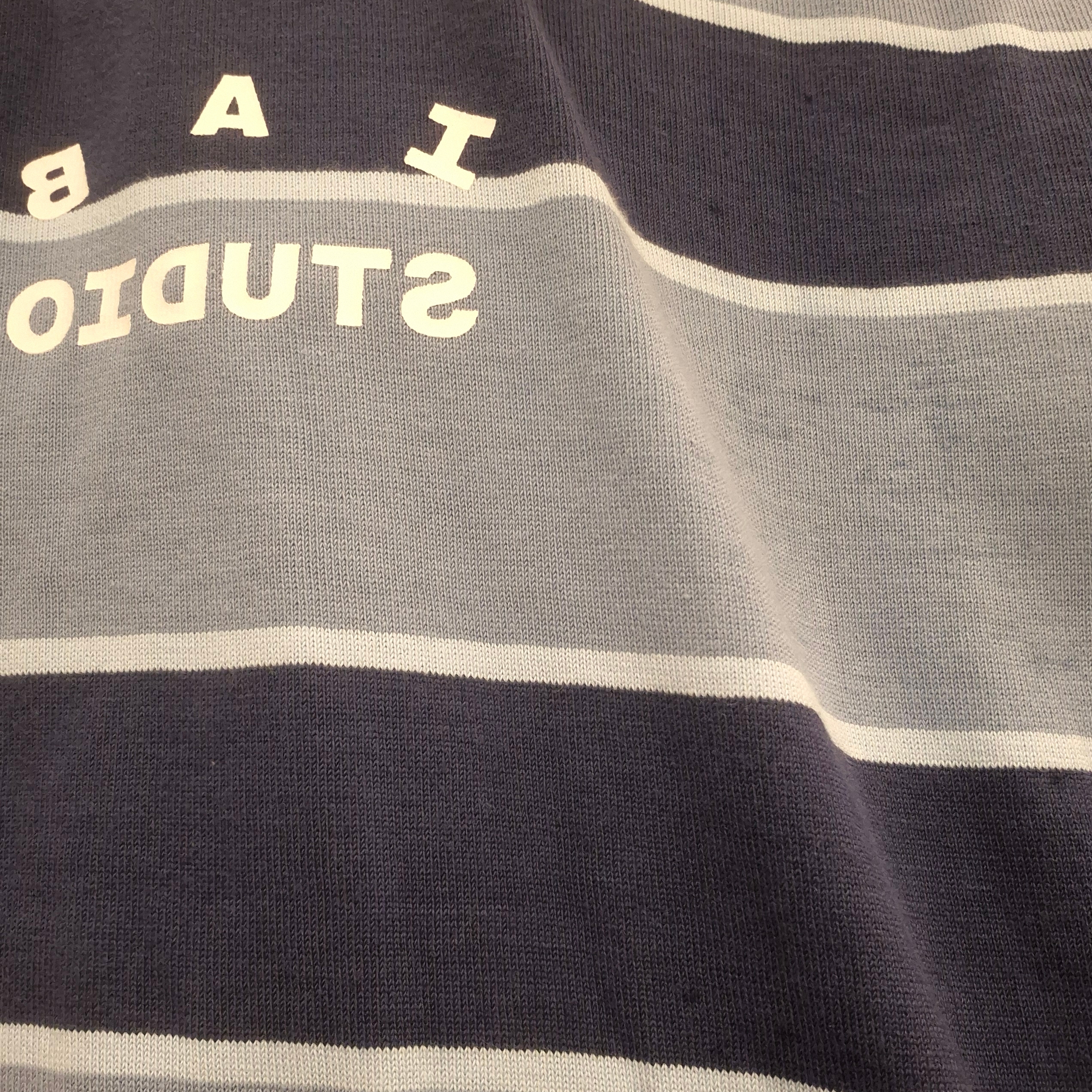 IAB Studio Striped T-Shirt Blue White 착용 스타일