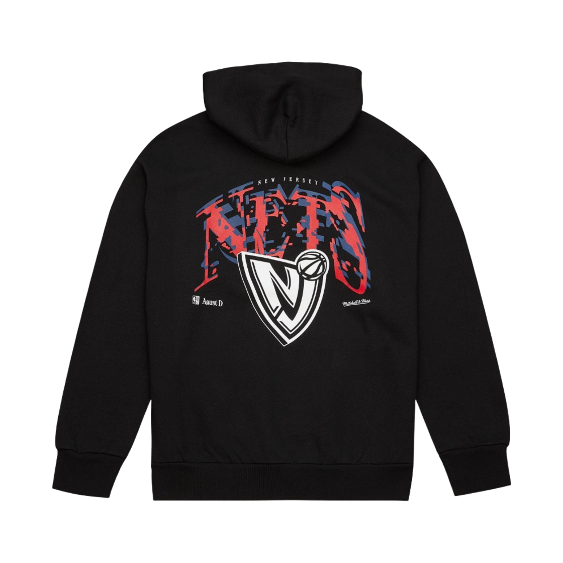 TH2968-NJNBLCK Mitchell & Ness x Suga Glitch Hoodie New Jersey Nets Black