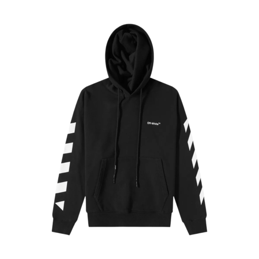 OMBB037C99FLE0011001 Off-White Diagonal Helvetica Over Hoodie Black White