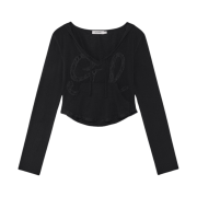 (W) Glowny x Simihaze Muffin Hoodie Top Black