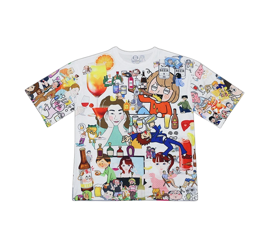 키집 킴주망태 퇴근 후 한잔 어때요? 간조심 밀크시슬 티셔츠(Kizip Alcohol afterwork Kim's Liver Abuser FP T-Shirt)