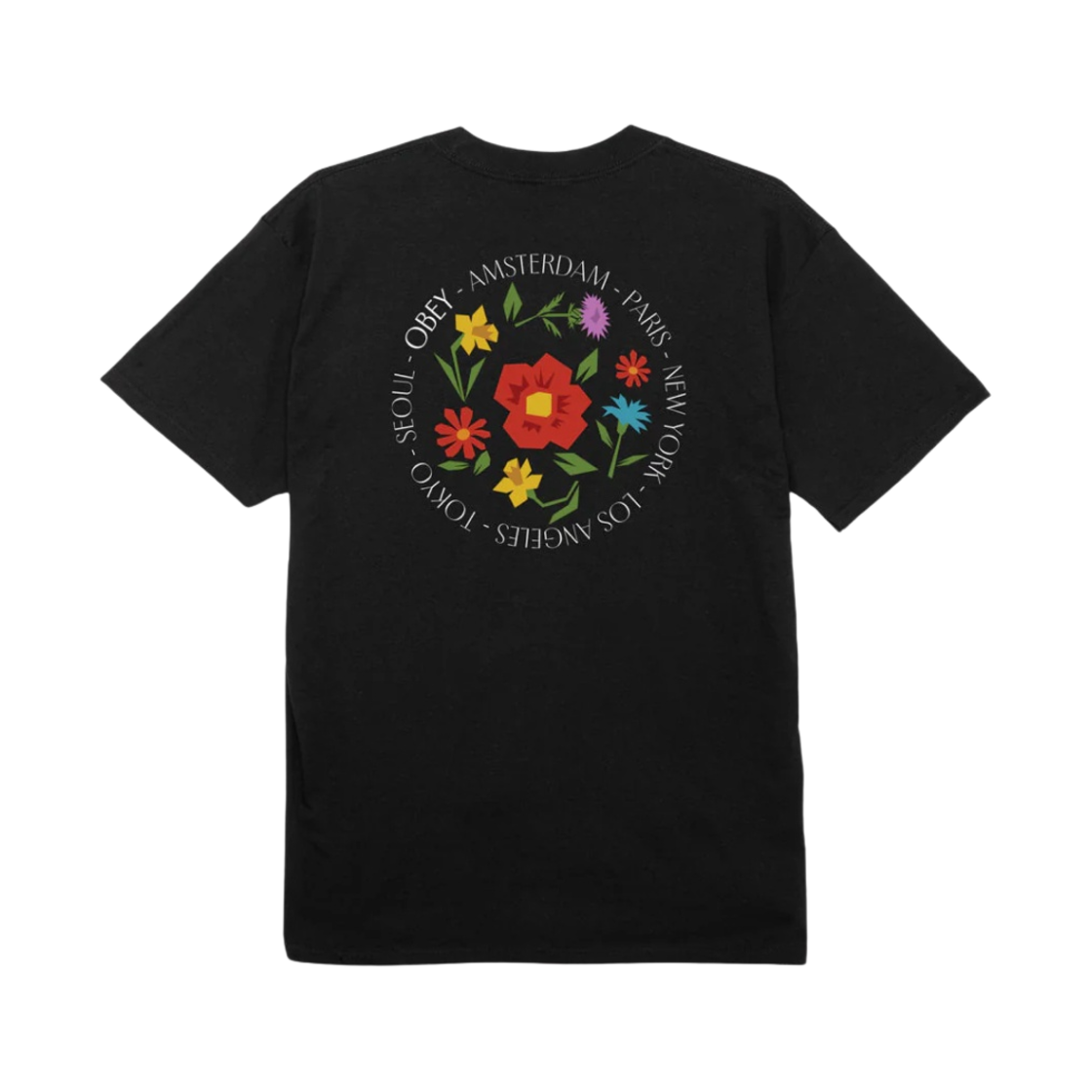 오베이 시티 플라워 클래식 티셔츠 블랙(Obey City Flowers Classic T-Shirt Black)