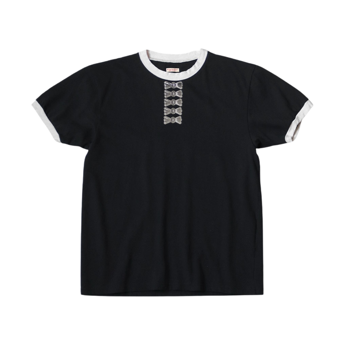 캐피탈 20 저지 링거 티셔츠 버터플라이 콘초 Pt 블랙(Kapital 20 Jersey Ringer T-Shirt Butterfly Concho Pt Black) - 1