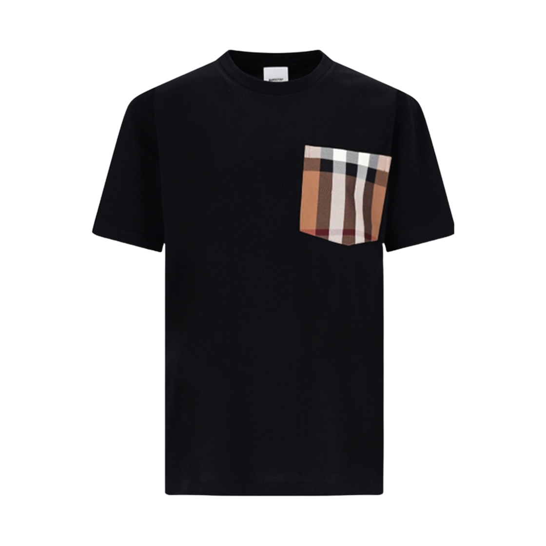 8080323 (W) Burberry Check Pocket Cotton Oversized T-Shirt Black