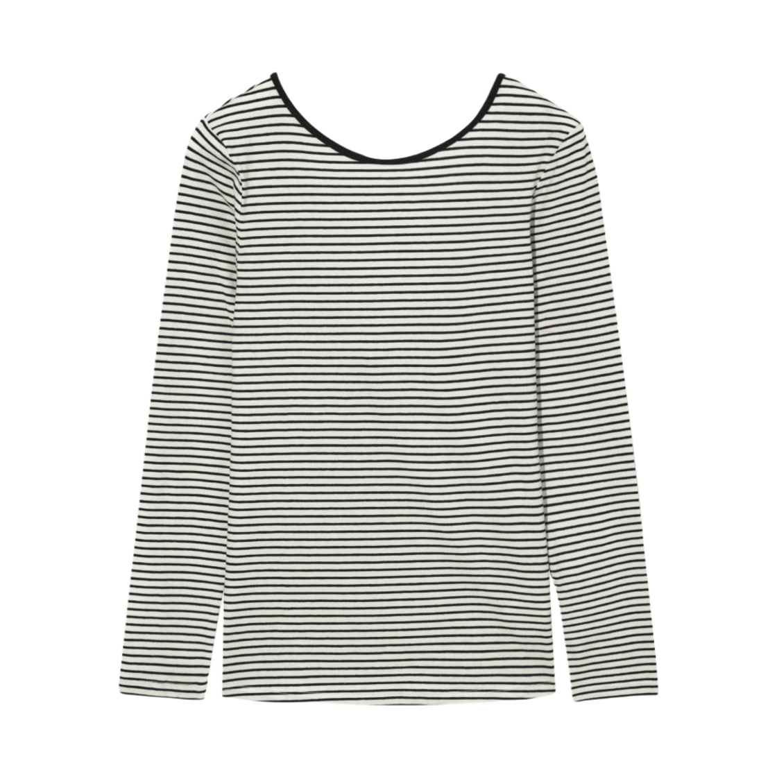 (W) 코스 롱 슬리브 스쿱넥 탑 블랙 화이트((W) COS Sleeve Scoopneck Top Black White) - 1