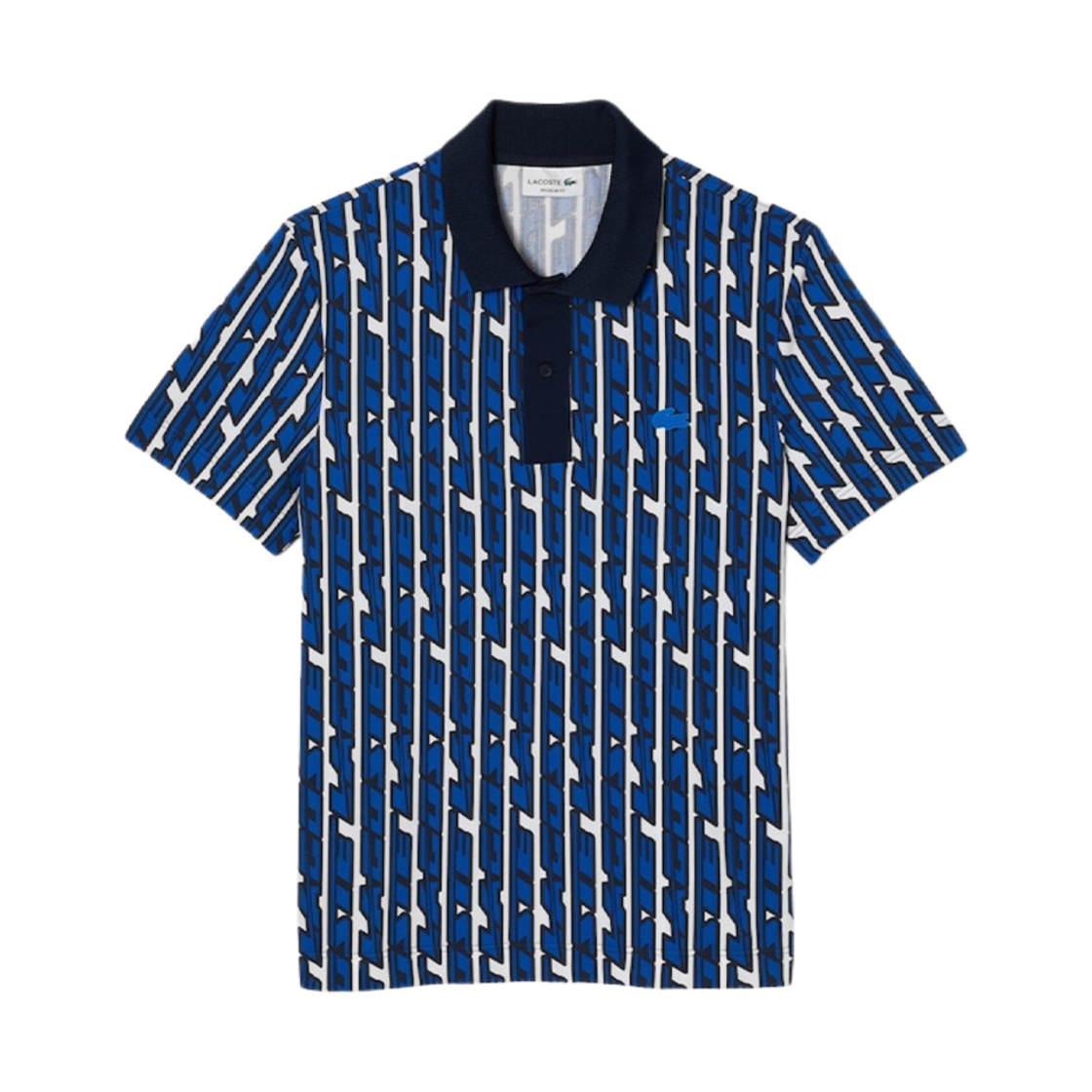 라코스테 액티브 무브먼트 투톤 프린트 폴로 셔츠 화이트 블루(Lacoste Active Movement Two-Tone Print Polo Shirt White Blue) - 1