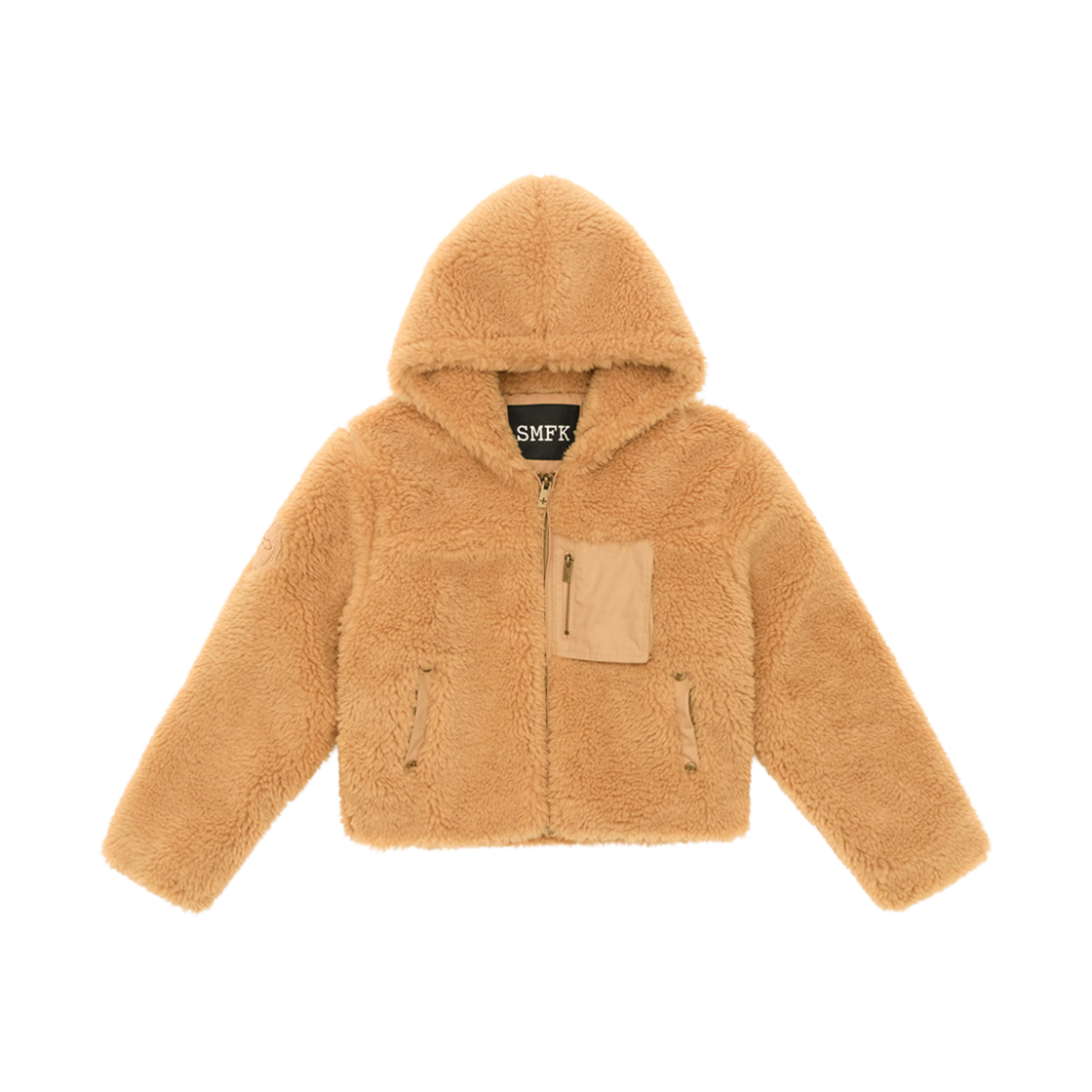 (W) 에스엠에프케이 와일드월드 어드벤처 포우 퍼 숏 후드 진저((W) SMFK Wildworld Adventure Faux Fur Short Hoodie Ginger)