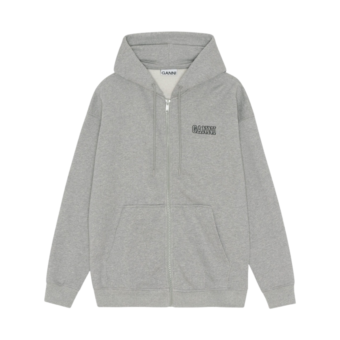 (W) 가니 소프트웨어 이솔리 오버사이즈 집 후디 팔로마 멜란지((W) Ganni Software Isoli Oversized Zip Hoodie Paloma Melange)