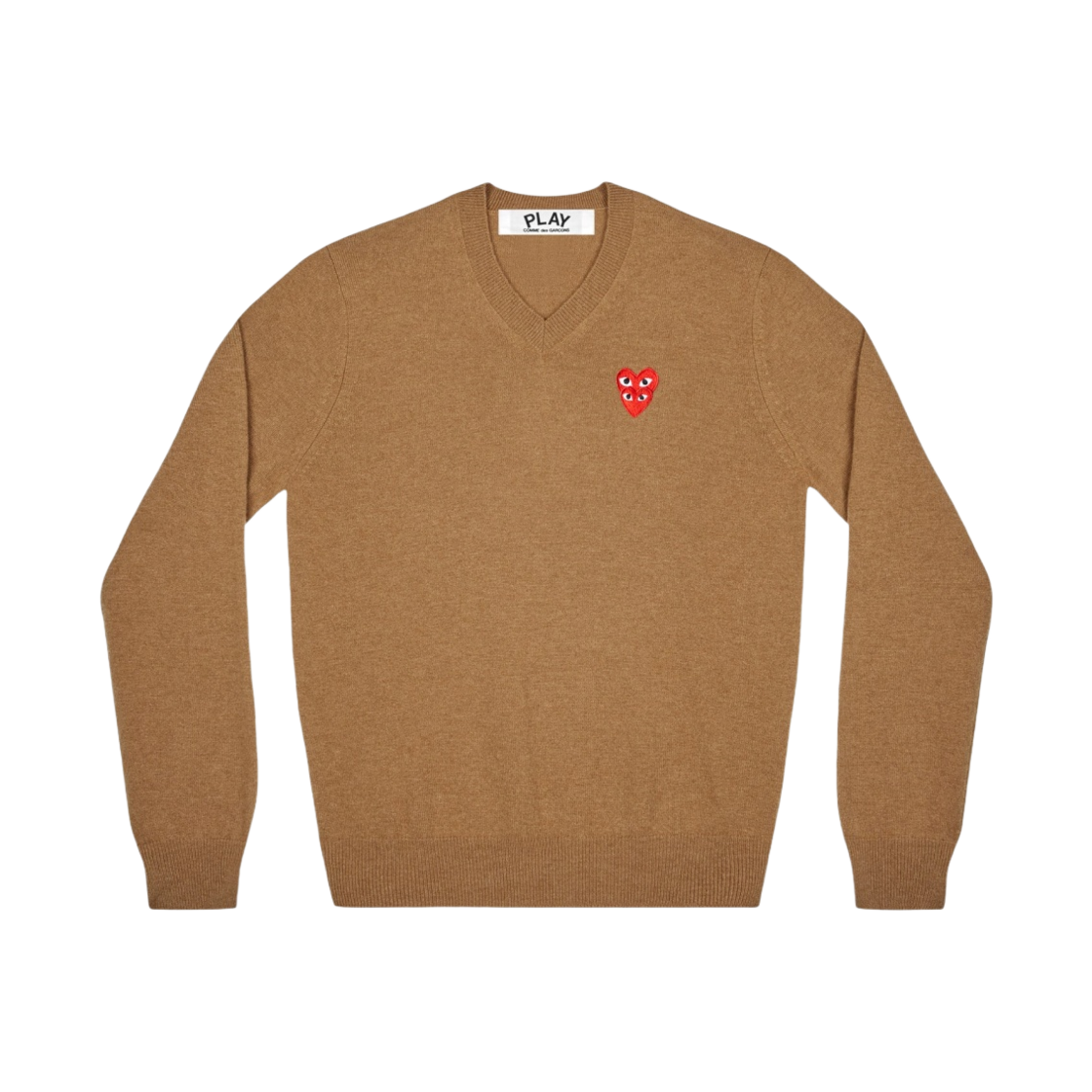 플레이 꼼데가르송 더블 아이 브이넥 스웨터 브라운(Play Comme des Garcons Double Eye V-Neck Sweater Brown) - 1