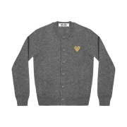(W) Play Comme des Garcons Gold Heart Knit Cardigan Mid Grey