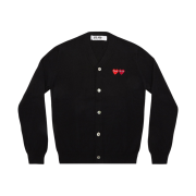 Play Comme des Garcons Double Heart Cardigan Black