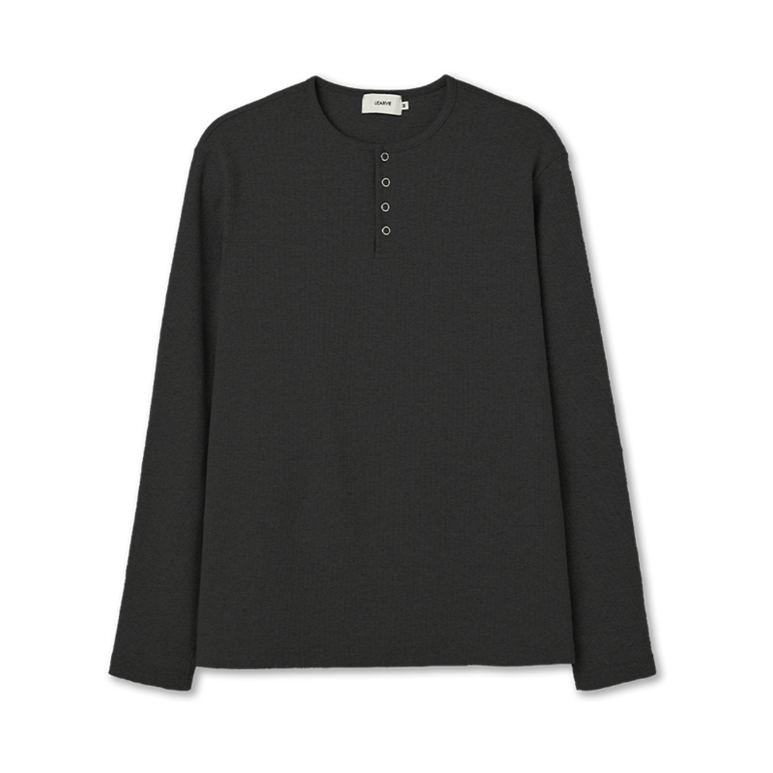 LE7SIN08-CH LEARVE Titan Button Snap Henley Neck Charcoal