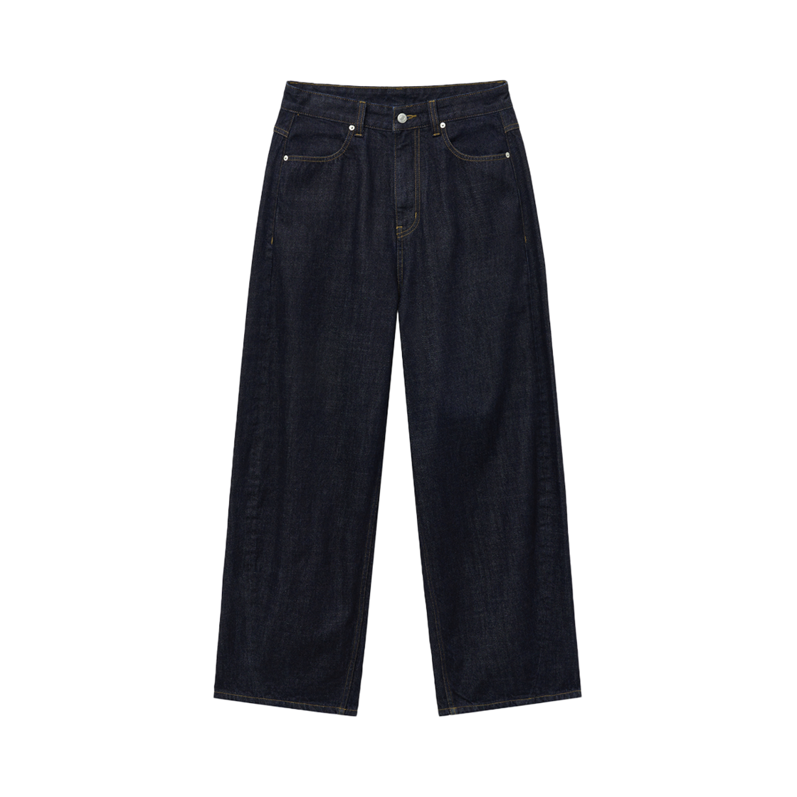 노운 와이드 커브드 데님 팬츠 원 워시드