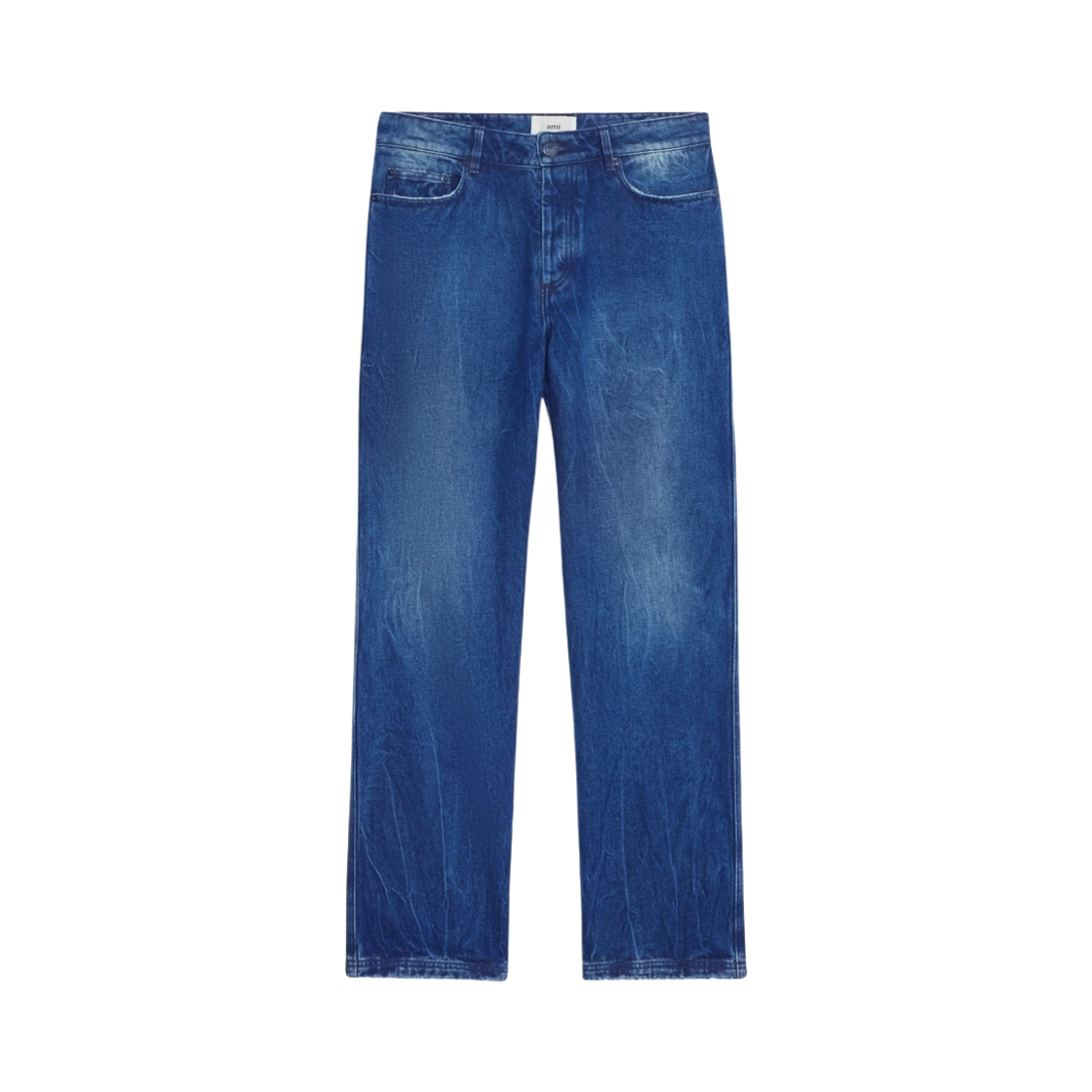 아미 미드 워시드 인디고 스트레이트 핏 데님 진 유즈드 블루(AMI Mid Washed Indigo Straight Fit Denim Jeans Used Blue) - 1