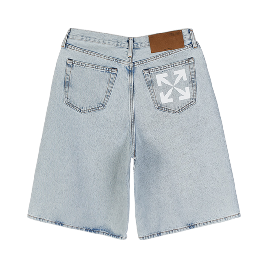 OMYC010C99DEN0034001 Off-White Arrow Denim Shorts Bleach Blue White