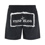 Stone Island B0992 Nylon Metal Stencil Print Swimming Trunk Black - 21SS