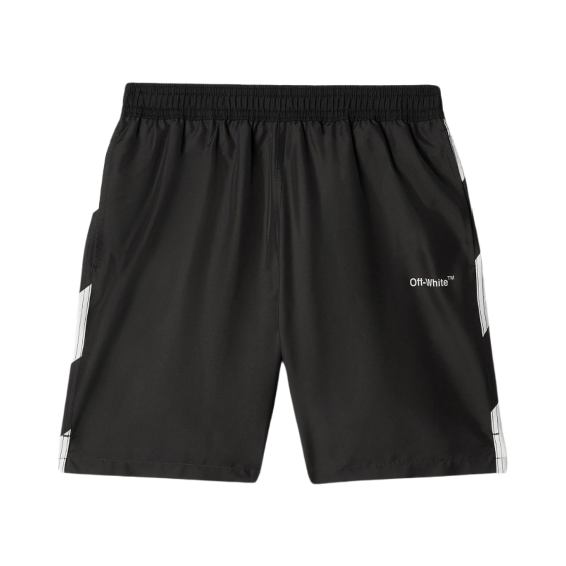 오프화이트 다이애그널 스트라이프 서프 스윔 쇼츠 블랙(Off-White Diagonal Stripe Surf Shorts Black)