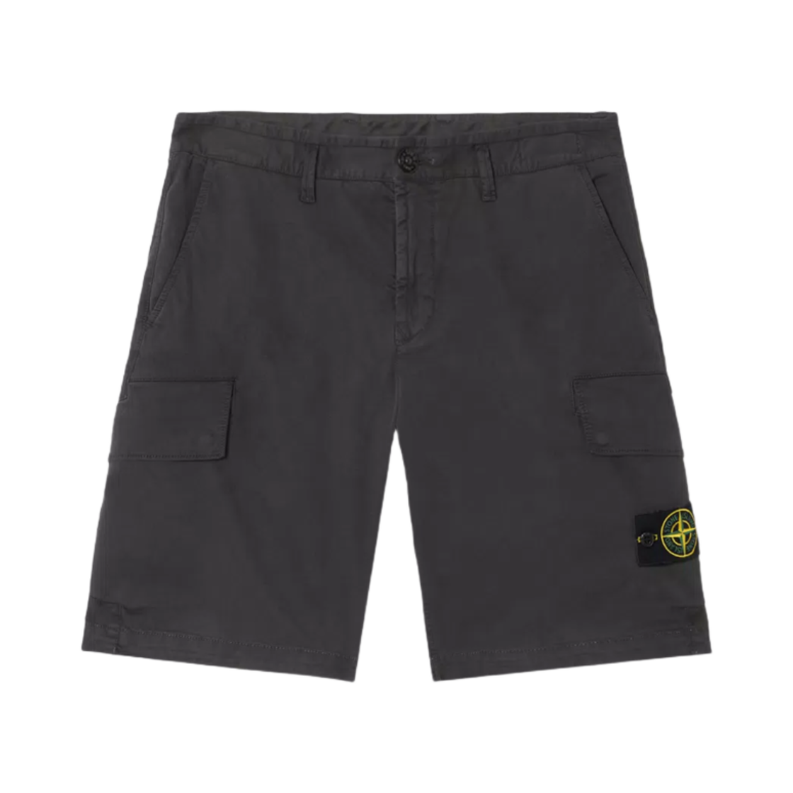 K1S15L100L-12S0004-V0129 Stone Island L100L12 Stretch Organic Broken Twill Cotton Old Effect Slim-Fit Cargo Bermuda Shorts with Zipper Pockets Black - 25SS