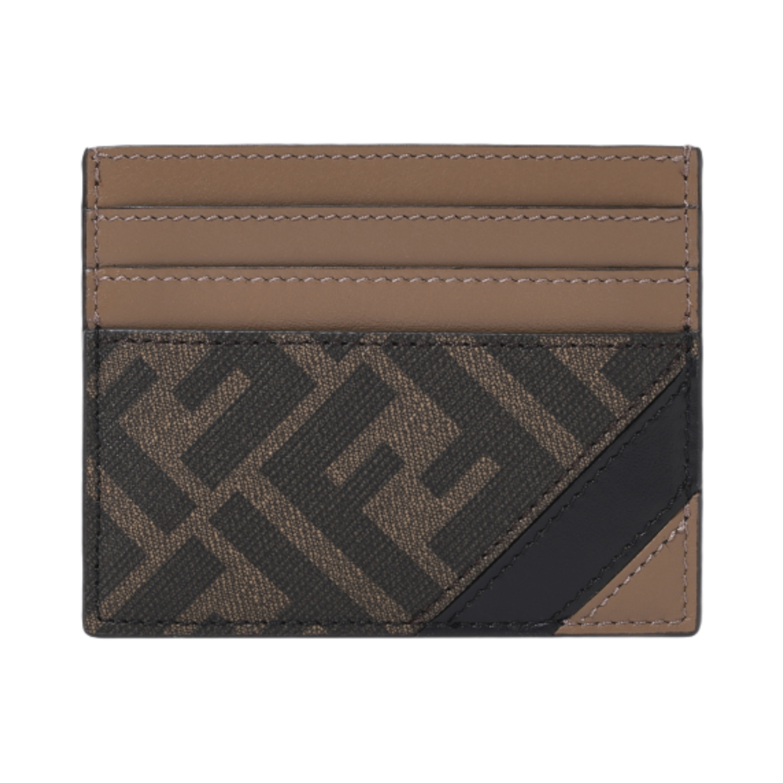 7M0164AJF8F1EGA Fendi FF Motif Fabric Card Holder Brown