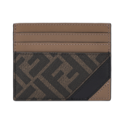Fendi FF Motif Fabric Card Holder Brown