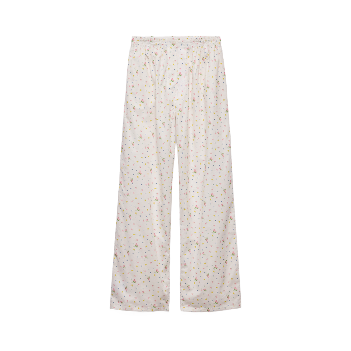 (W) 프라다 플로럴 프린트 코튼 바티스트 팬츠 화이트((W) Prada Floral Print Cotton Batiste Pants White) - 1