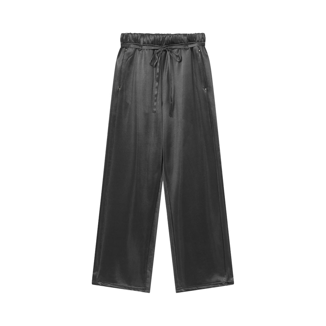 SR24FWPT03GR SLOW RECORD HOUSE Glossy Logo Wide Pants Grey