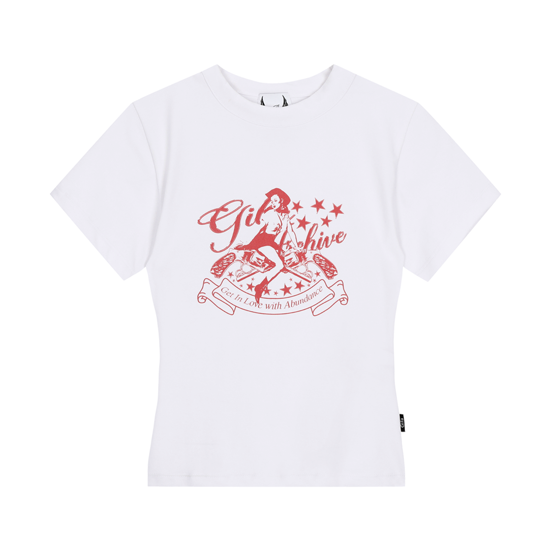 GL25SUTP01WH Gila Archive Pin Up Girl Crop T-Shirt White