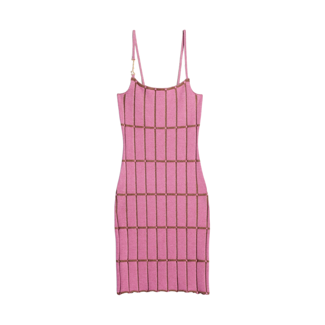 (W) 자크뮈스 라 로브 마이유 마라 체크 니트 미니 드레스 핑크((W) Jacquemus La Robe Maille Malha Checked Knit Mini Dress Pink) - 1