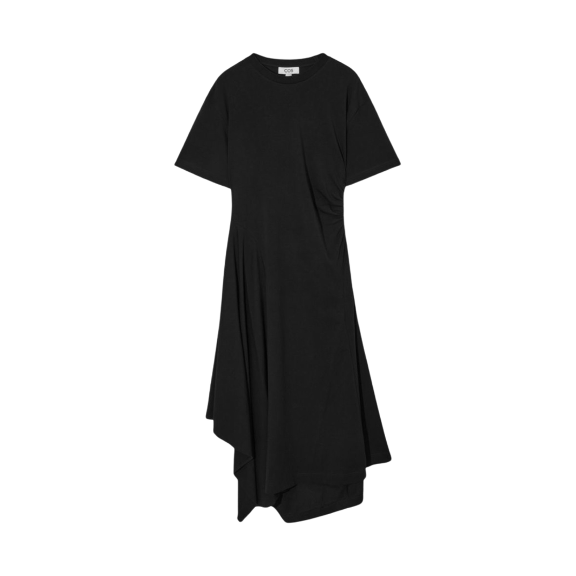 (W) 코스 어시매트릭 티셔츠 드레스 블랙((W) COS Asymmetric T-Shirt Dress Black) - 1