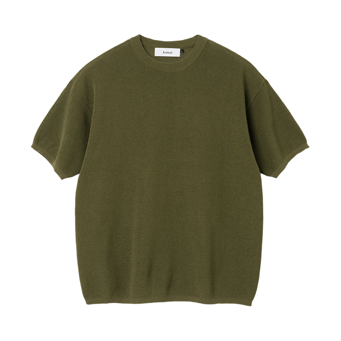 니티드 쿨에버 라운드 반팔 니트티 올리브(Knitted Coolever Round Half Sleeve Knit T-shirt Olive)
