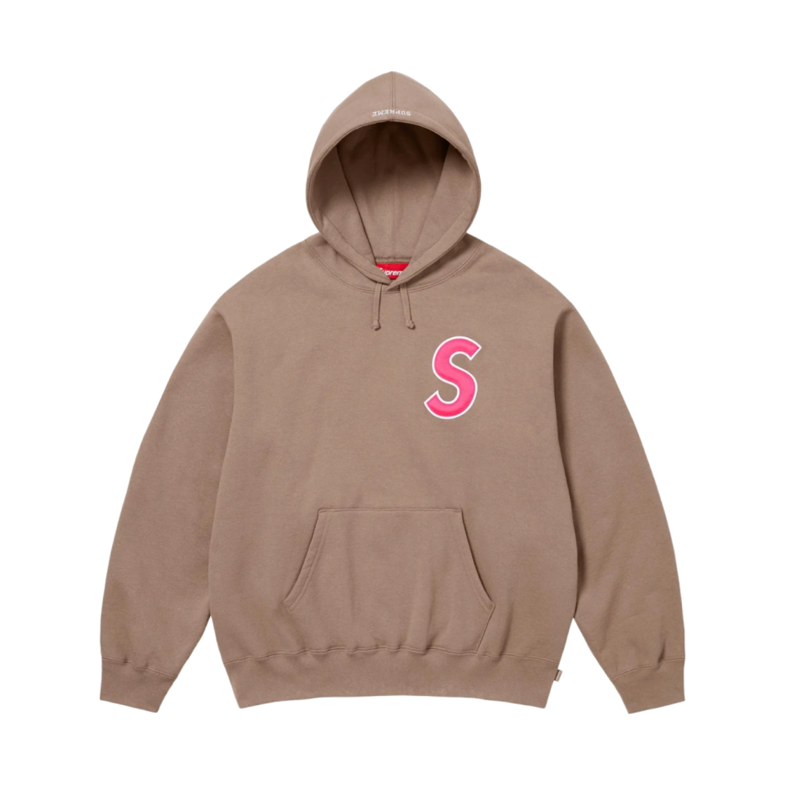 슈프림 S 로고 후드 스웨트셔츠 더스티 브라운 - 25SS
