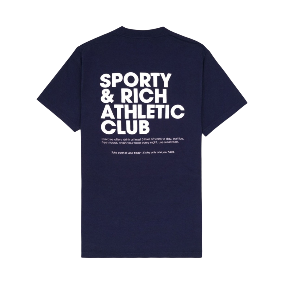 TS974NA Sporty & Rich Athletic Club T-Shirt Navy Whtie