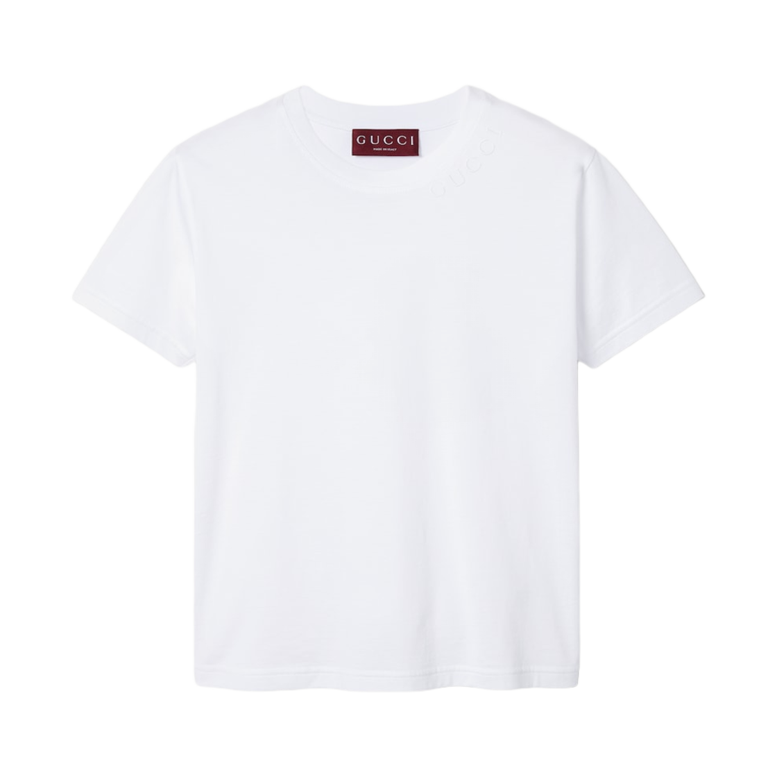 (W) 구찌 코튼 저지 티셔츠 자수 화이트 라이트웨이트 코튼 저지((W) Gucci Cotton Jersey T-Shirt with Embroidery White Lightweight Cotton Jersey) - 1