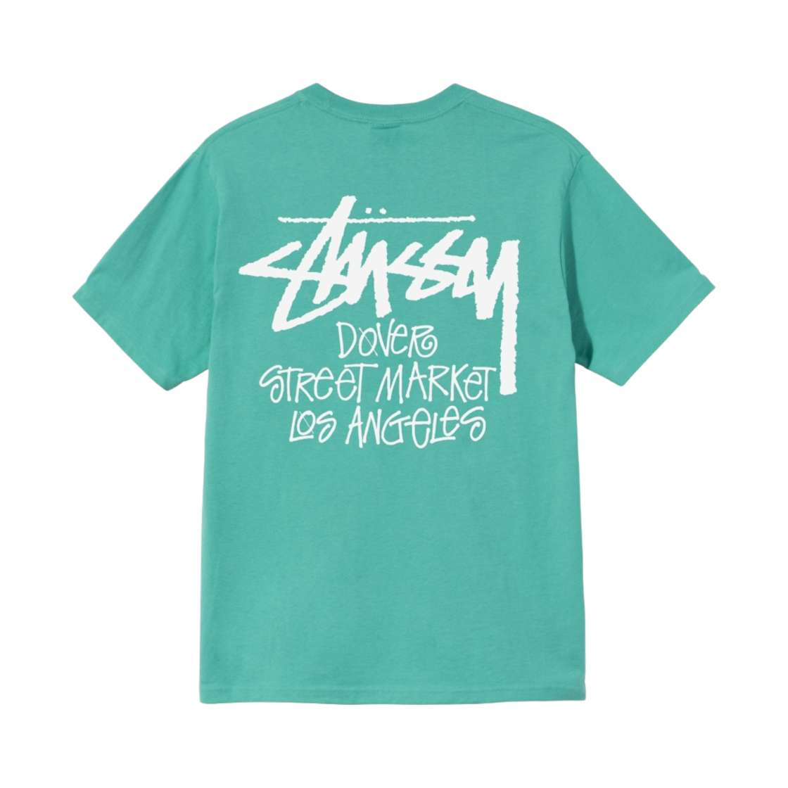 스투시 스탁 도버 스트리트 마켓 LA 티셔츠 그린 2021(Stussy Stock DSM Los Angeles T-Shirt Green 2021)