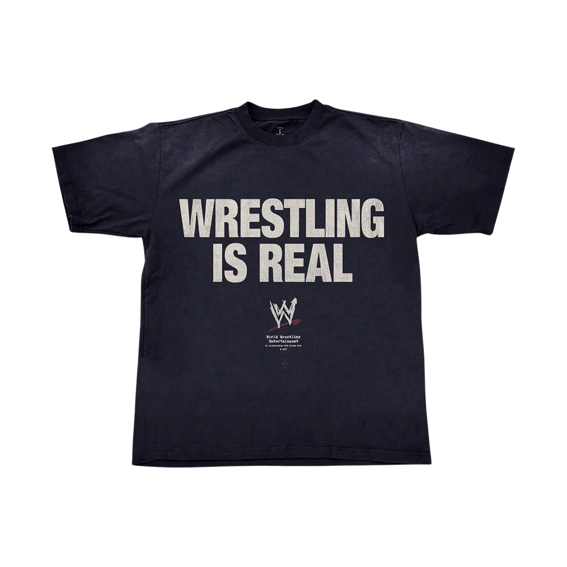 트래비스 스캇 캑터스 잭 x WWE 레슬링 이즈 리얼 티셔츠 블랙(Travis Scott Cactus Jack x WWE Wrestling Is Real T-Shirt Black)