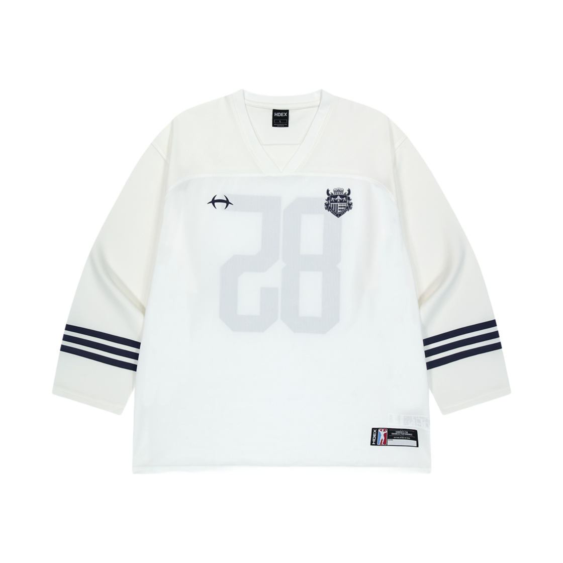 에이치덱스 믹스드 매쉬 럭비 롱 슬리브 화이트