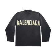 Balenciaga Tape Type Long Sleeve T-Shirt Oversized Fit Faded Black
