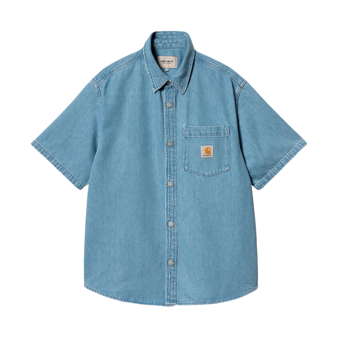 I033347-01-12 Carhartt WIP S/S Ody Denim Shirt Blue Stone Bleached