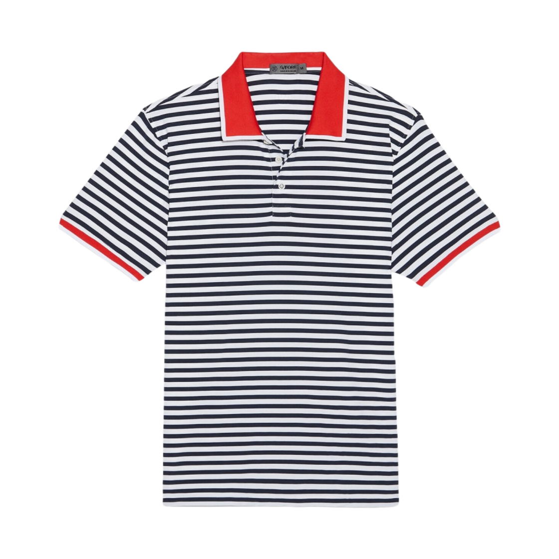지포어 퍼포레이티드 스트라이프 립 칼라 테크 저지 슬림핏 폴로 스노우(G/Fore Perforated Stripe Rib Collar Tech Jersey Slim Fit Polo Snow) - 1