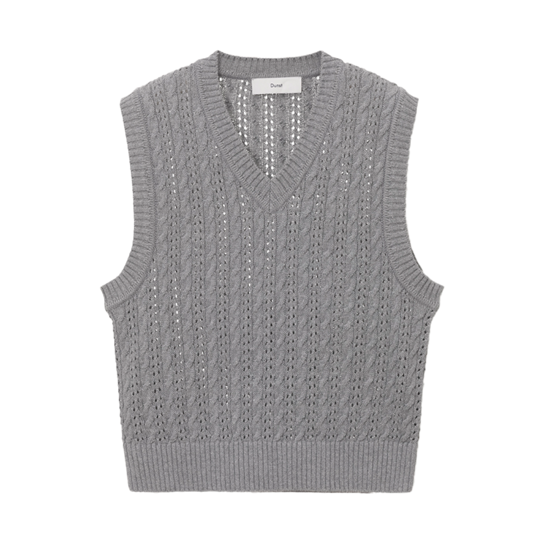 던스트 유니섹스 크로셰 니트 베스트 멜란지 그레이