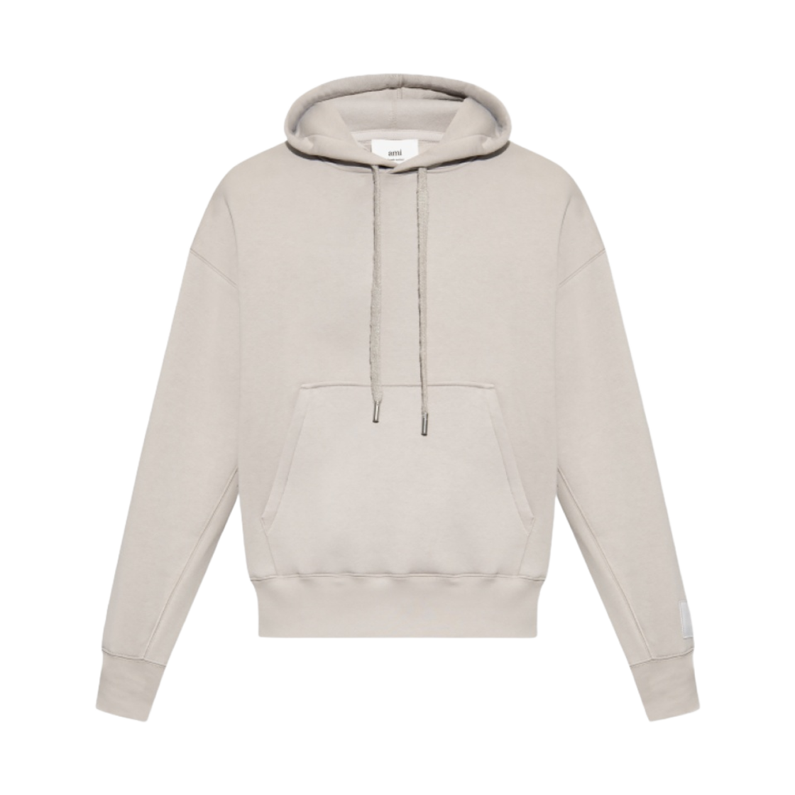 USW217-740-088 AMI Logo Patch Sleeve Cotton Hoodie Pearl Grey
