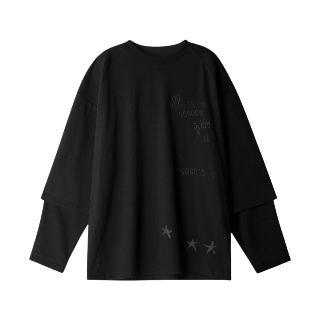 이티씨이 넘버 와플 레이어드 롱슬리브 블랙