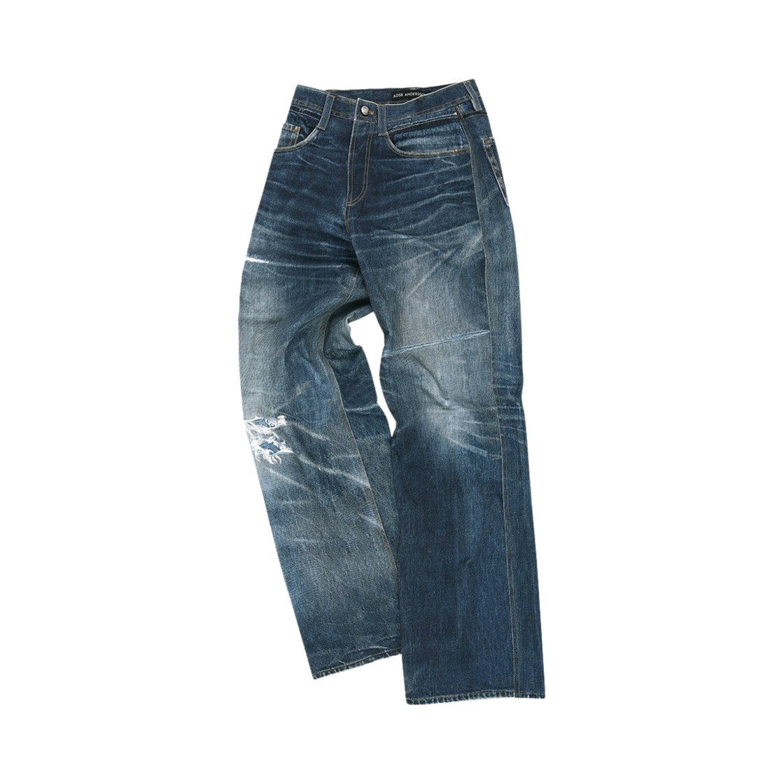 apa741u(BLUE) ADSB Andersson Bell Unisex Trompe L'Oeil Printed Denim Pants Blue